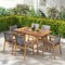 55 Inch Acacia Wood Expandable Outdoor Table with Umbrella Hole Ideal for Patio Gatherings